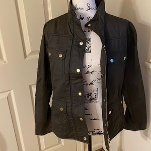 J.Crew Twill Resin Coated Field Jacket, size medium, deep army green